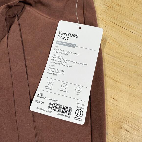 Athleta Venture Pants Hearth Rose Women's Size 26 New With Tags Condition - Picture 4 of 11